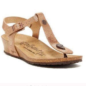 Papillio By Birkenstock Ashley T-Strap Sandal in Copper Rose Metallic Size 6